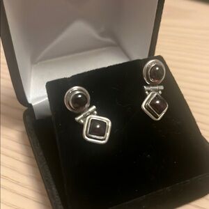 Silver and Garnet Earrings